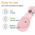 Pink 4 in 1 pet water bottle with built-in drinking bowl and three flow speed settings displayed.