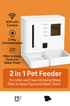White 2-in-1 smart pet feeder with transparent food container, WiFi camera, and dual compartments for food and water.