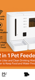 White 2-in-1 smart pet feeder with transparent food container, WiFi camera, and dual compartments for food and water.